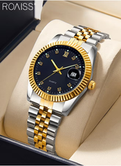 طقم ساعات كوارتز للأزواج بسوار فولاذي